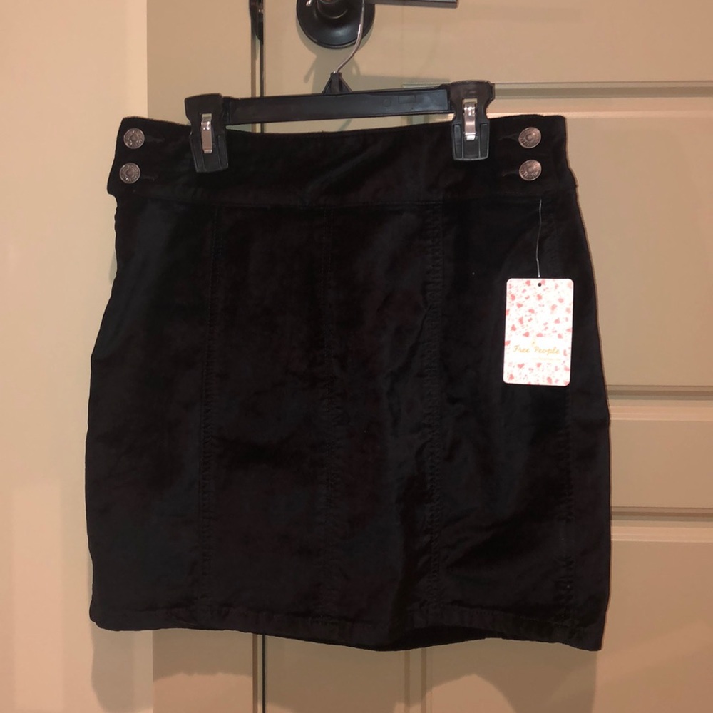 Brand New W/ Tags Black Free People Suede Skirt